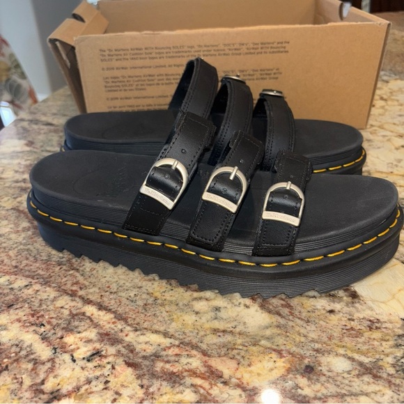 Dr. Martens Shoes - Dr. Martens Black Sandals with Silver Buckles